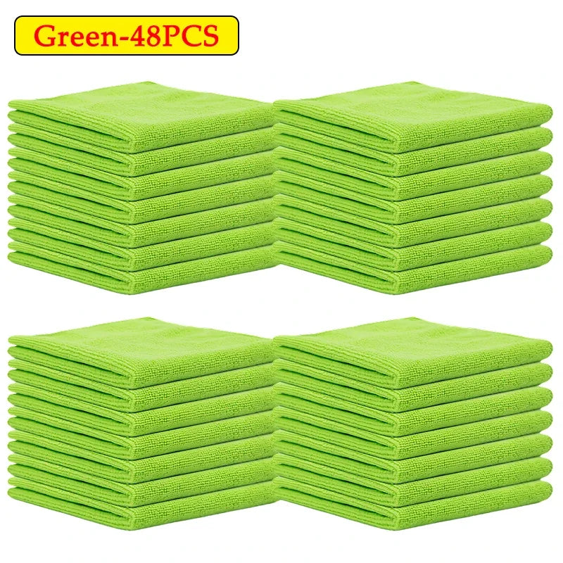 Microfiber Car Wash & Cleaning Towels – 12 to 48 Pack Microfiber Cleaning Towels PLUSH Green 48PCS