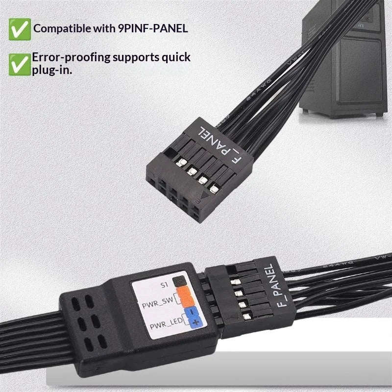 9-Pin Motherboard Front Panel Extension Flat Cable 20/30/50cm PC Header Cable PLUSH