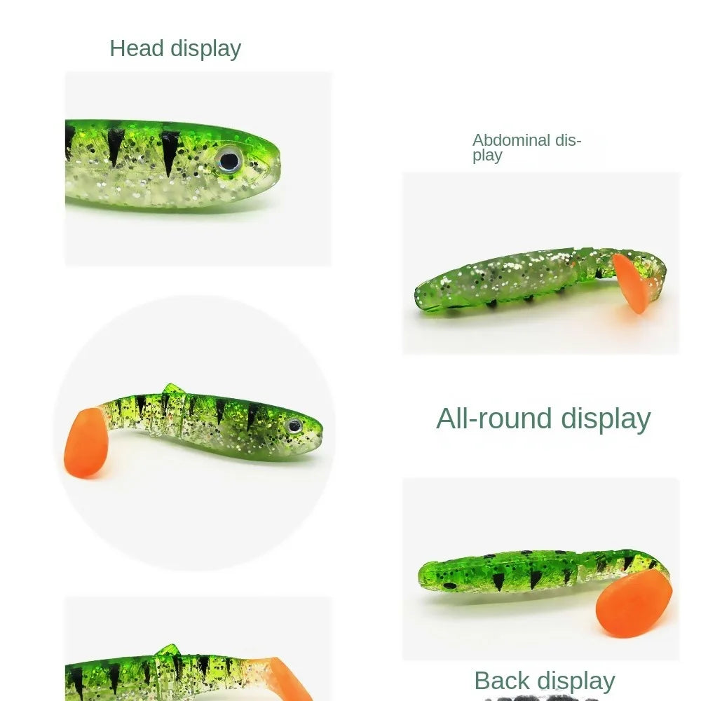 5pcs Silicone T-Tail Soft Fishing Lures 8cm 6g – Bass Minnow Soft Fishing Lures PLUSH