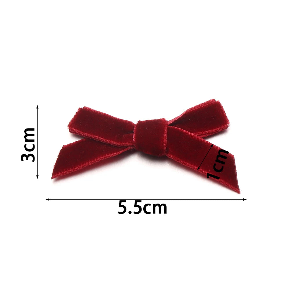 10pcs Velvet Flocking Bow Ribbons 1cm – DIY Hair & Gift Decor Velvet Bow Ribbons PLUSH