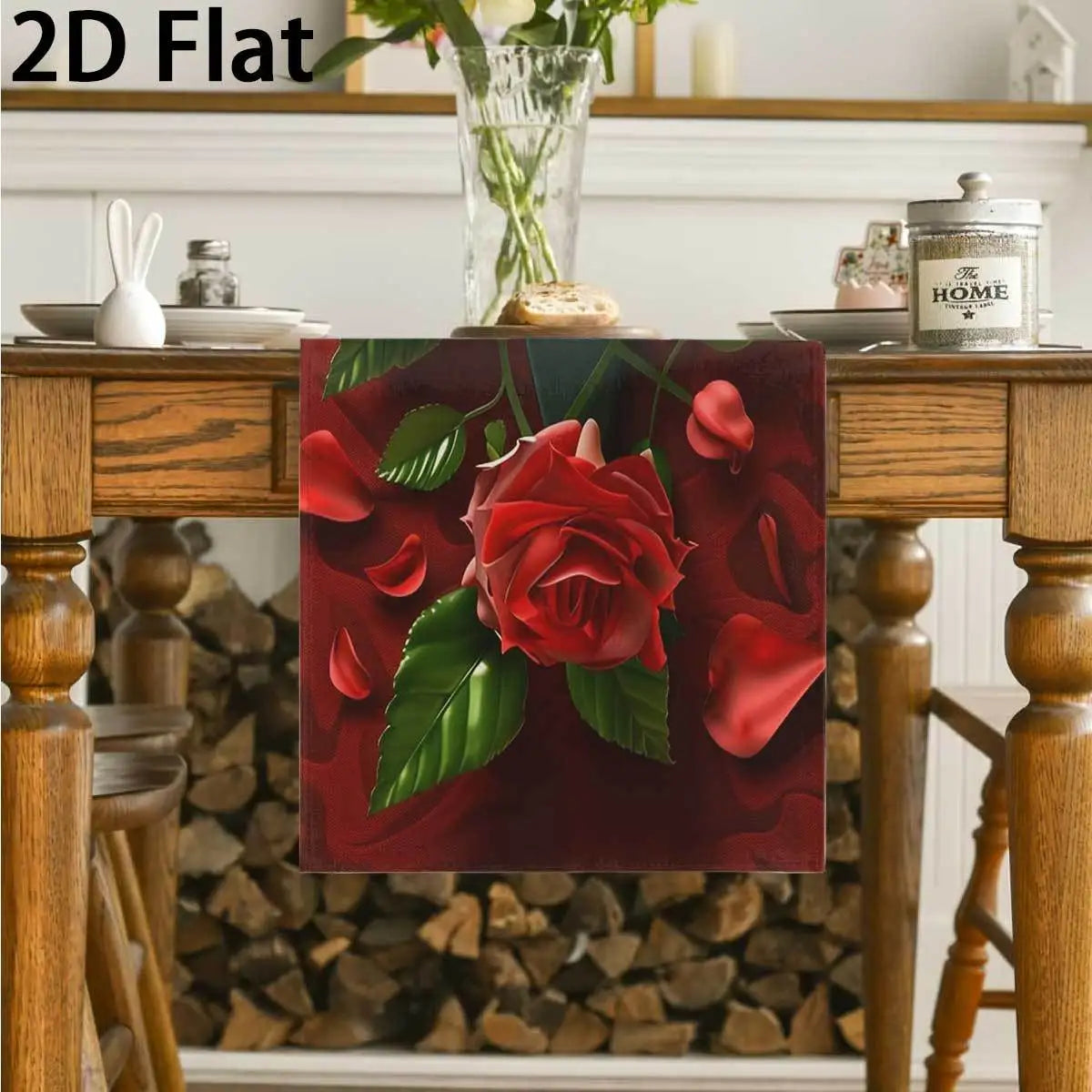 Valentine's Day Plaid Table Runner – Red Heart Bow Design Holiday Table Runner PLUSH
