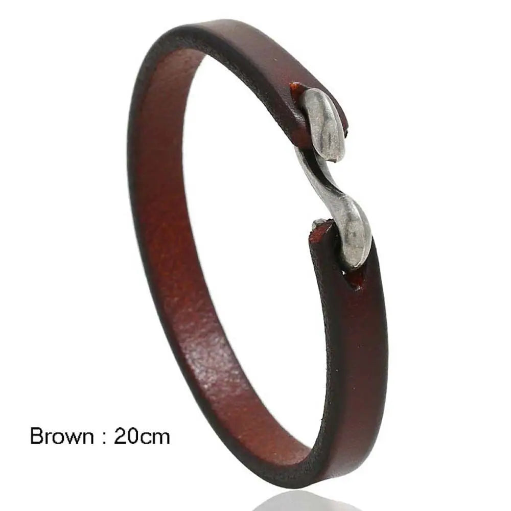 Punk Vintage Leather Link Bracelet for Men & Women | Gift Leather Bracelet PLUSH brown-20CM