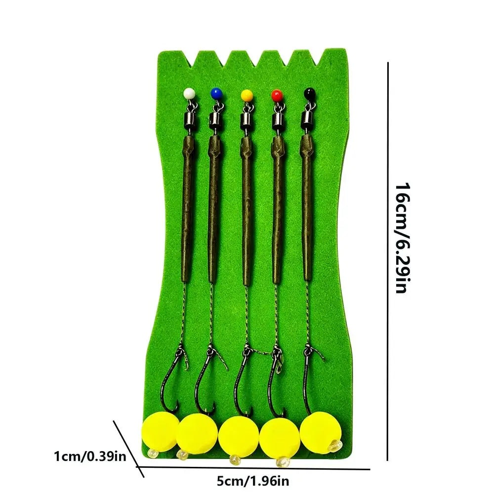 5-Pack Pre-Tied Carp Fishing Rig Set – Snag-Resistant Hooks Fishing Rig Set PLUSH 8hook Random color