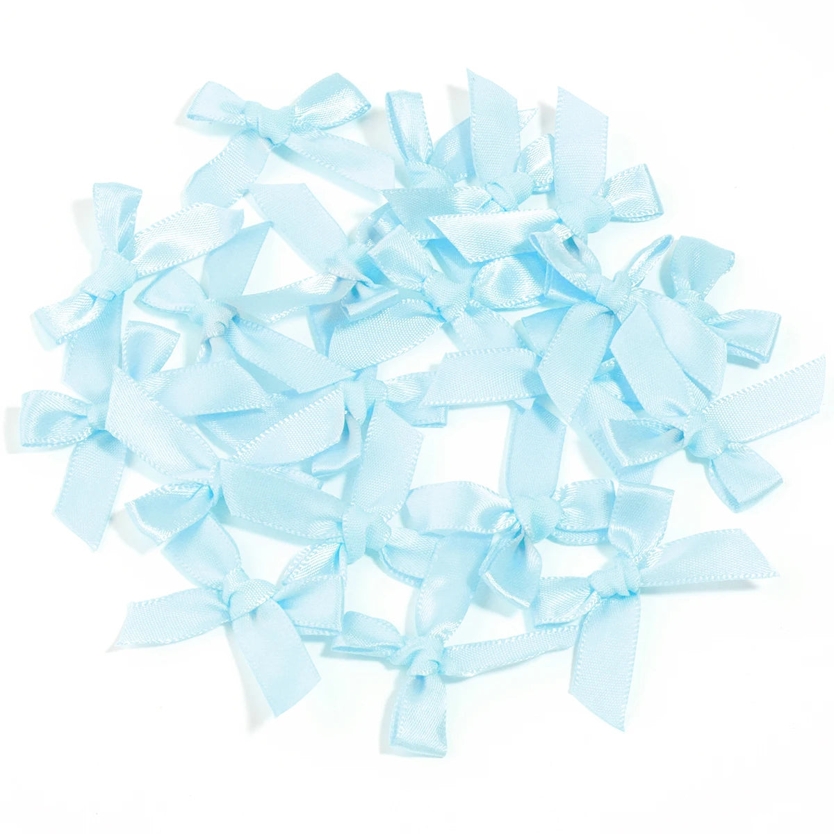 50pcs Satin Ribbon Bows 3.5x4cm – Colorful DIY Craft Decor Ribbon Bows PLUSH Light Blue 3.5x4cm