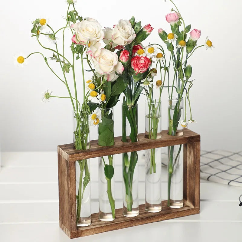 Hydroponic Test Tube Vase Set – Glass Planter Home Decor Glass Planter Vase PLUSH