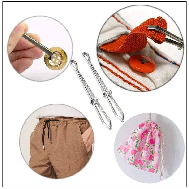 2pcs Stainless Steel Elastic Band Threader Garment Clips Sewing Sewing Threader Clips PLUSH
