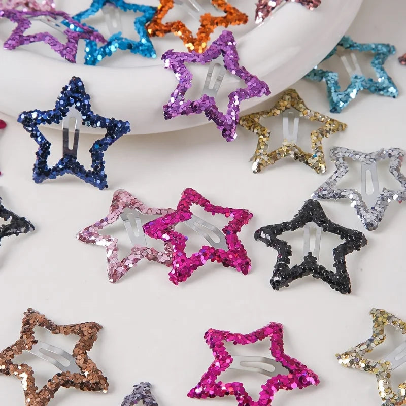 20pcs Star Hair Clips – Colorful Sequin Snap Barrettes for Girls Hair Clips Barrettes PLUSH