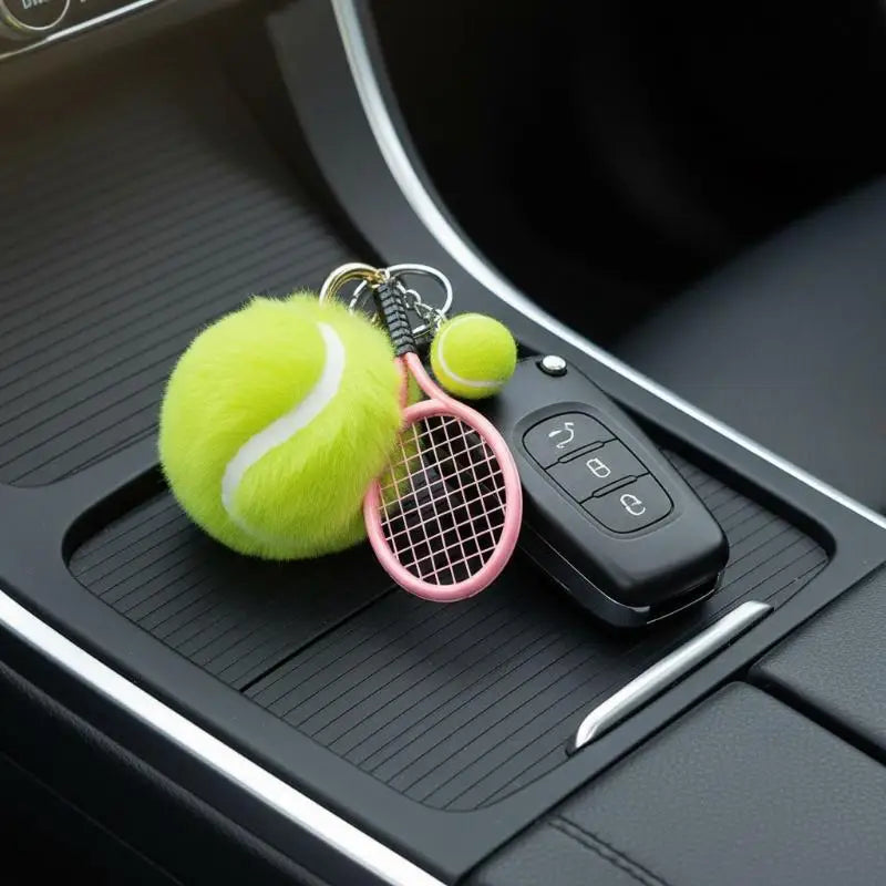 Tennis Ball Plush Keychain – Cute Cartoon Fur Bag Pendant Plush Keychain Charm PLUSH