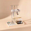 Wood & Metal T-Shape Jewelry Stand – Necklace & Earring Rack Jewelry Display Stand PLUSH Gold
