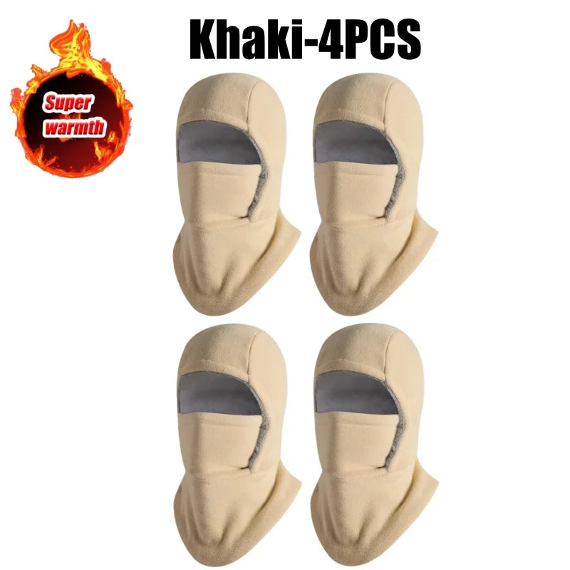 Fleece Lined Balaclava – Windproof Winter Face Mask for Adults Winter Balaclava Mask PLUSH Khaki-4PCS