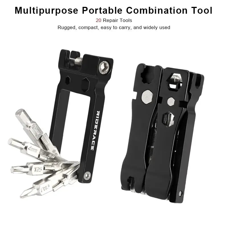 RIDERACE Foldable Bike Multi-Tool Kit – Chain Cutter & Spoke Wrench Bike Repair Tool Kit PLUSH