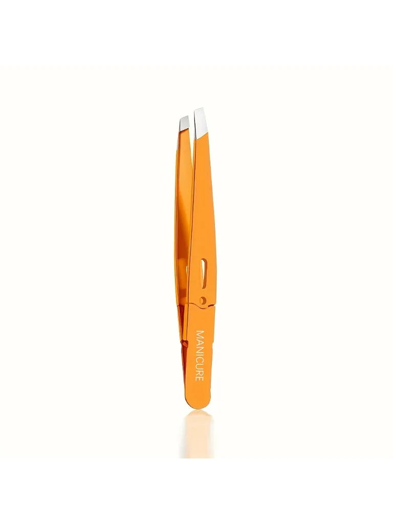 Ouriner Stainless Steel Slant Tweezers for Brow & Hair Shaping Eyebrow Tweezers PLUSH Orange