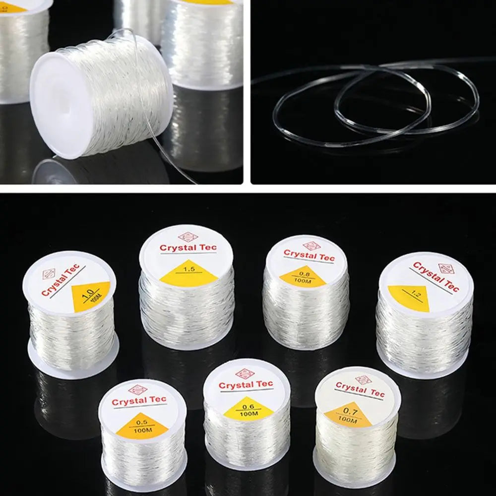 Elastic Crystal Cord 0.4–2mm Clear Stretch Beading Thread 100m Beading Cord PLUSH