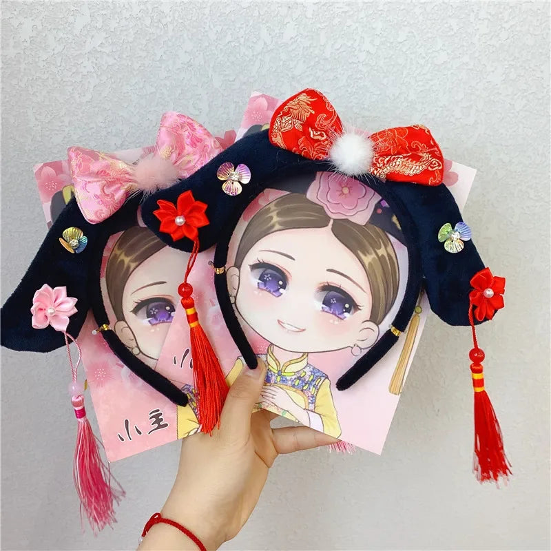 Chinese Hanfu Hair Hoop – Butterfly Flower Tassel Barrette Hair Hoop Barrette PLUSH