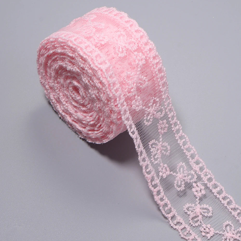 5 Yards Floral Embroidery Lace Trim Ribbon 4cm – DIY Craft Lace Trim Ribbon PLUSH pink 4cm