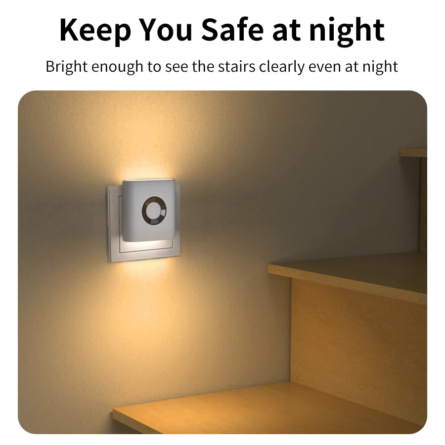 220V LED Motion Sensor Night Light EU Plug – Warm White Wall Lamp Motion Sensor Night Light PLUSH