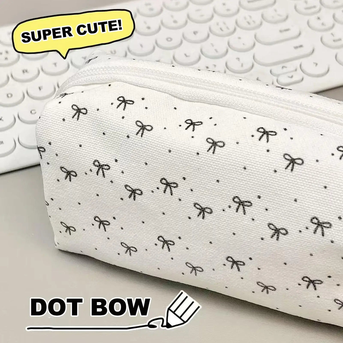 Large Capacity Bowknot Pencil Case – Portable Stationery Pouch Pencil Case PLUSH