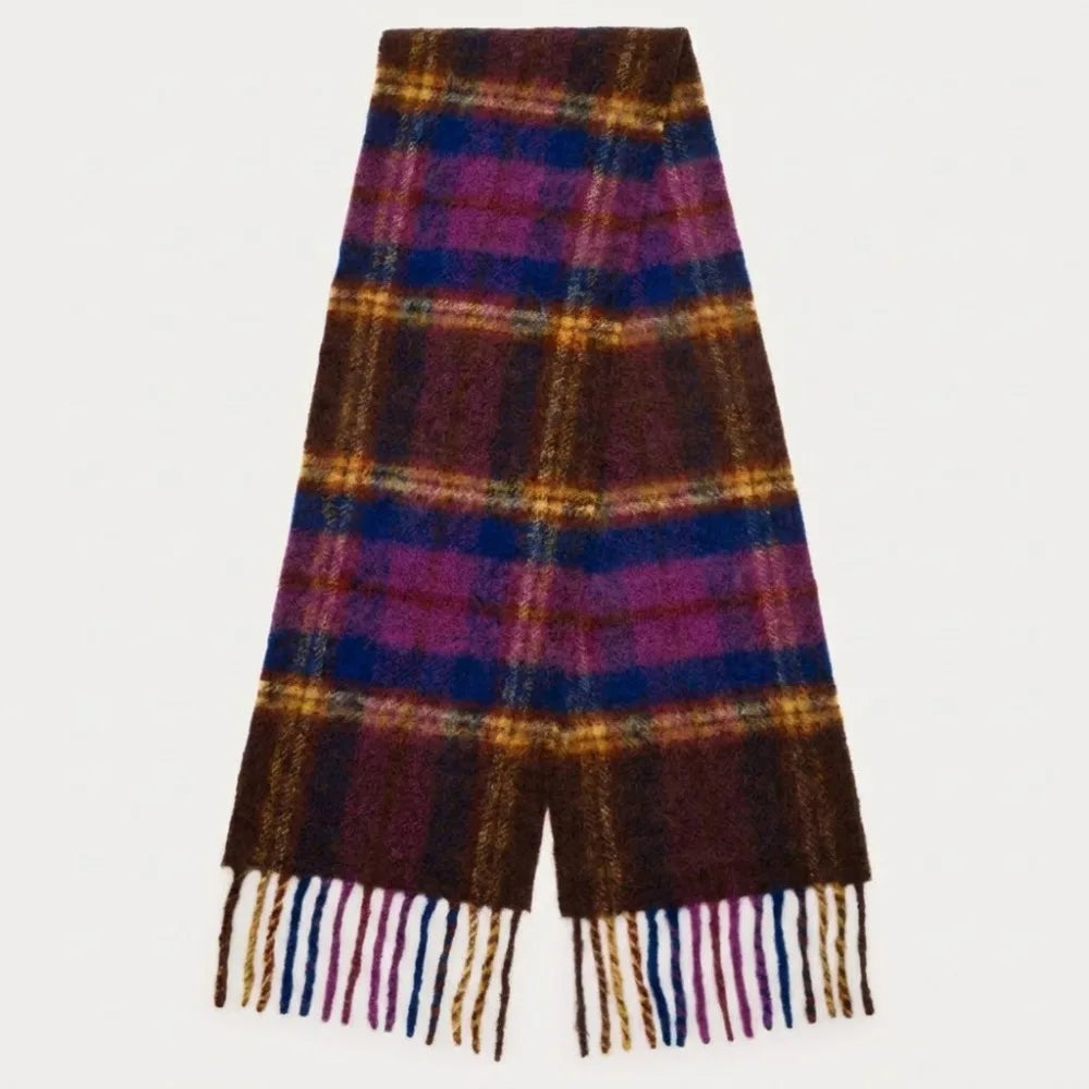 Women's Long Plaid Tassel Scarf – Plush Shawl Wrap All Seasons Scarf & Shawl Wrap PLUSH Style 4