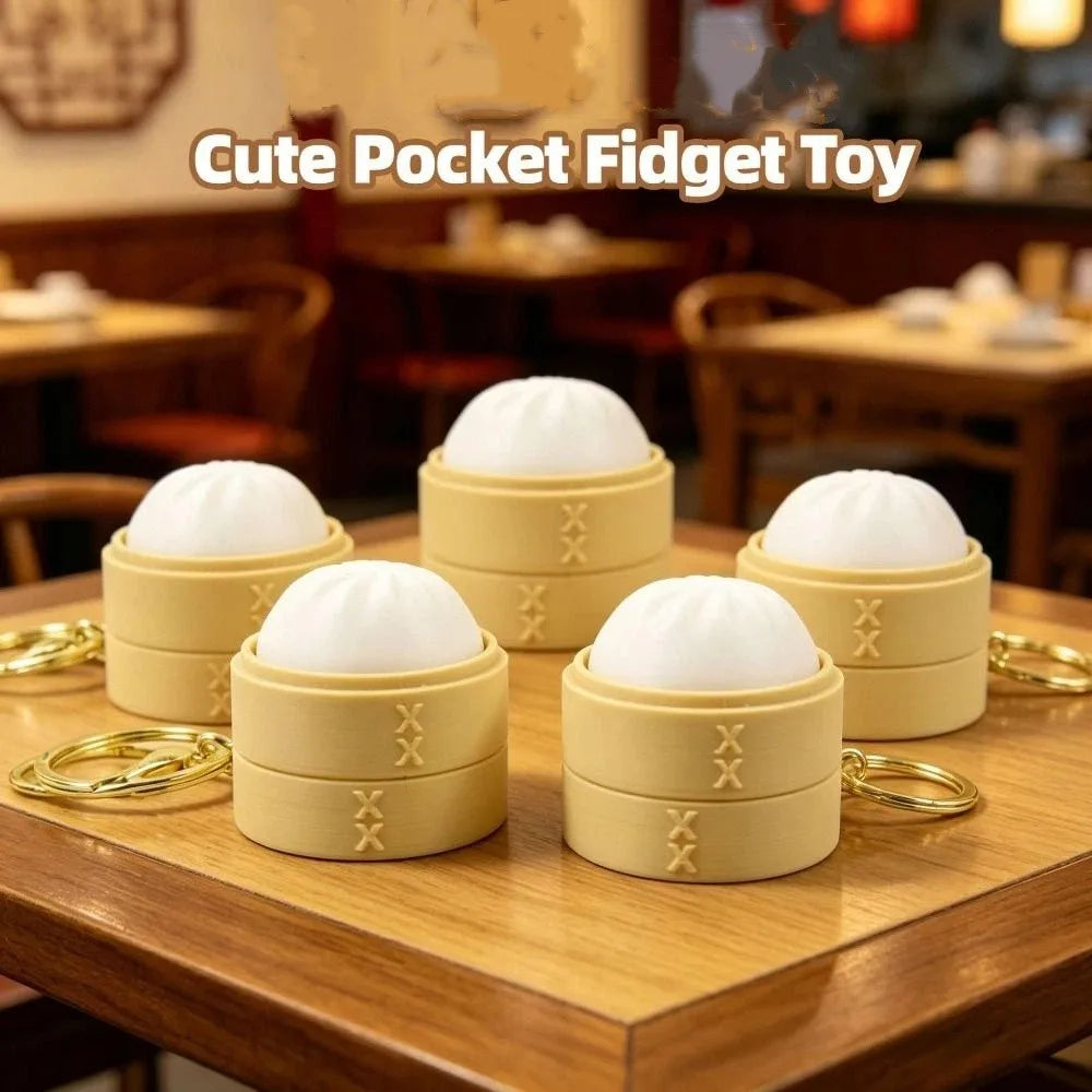 Mini Bun Keychain – Satisfying Click, Cute Weave Design Novelty Keychain Charm PLUSH
