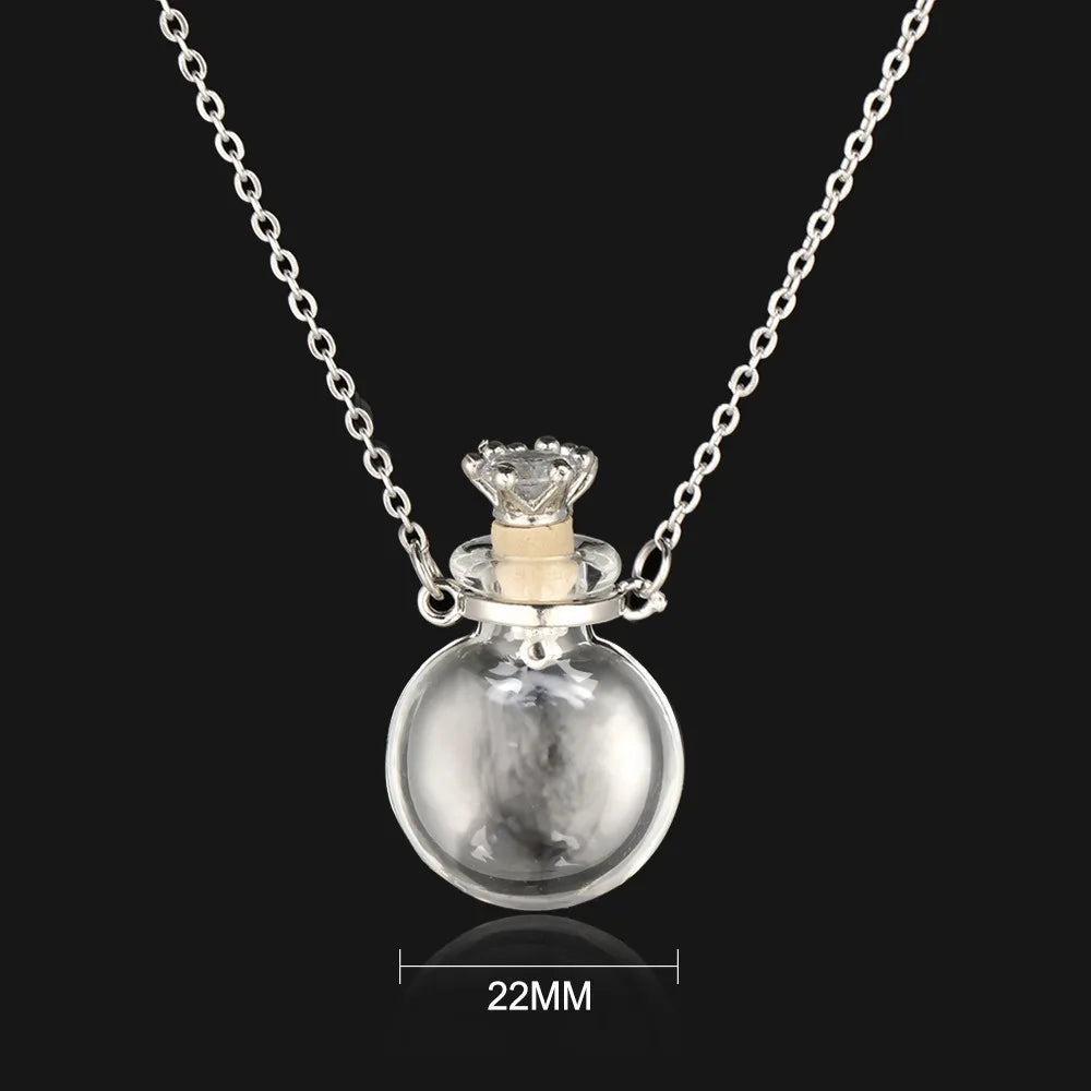 Water Drop Glaze Vial Pendant Necklace | Heart Mini Bottle Pendant Necklace PLUSH oblate