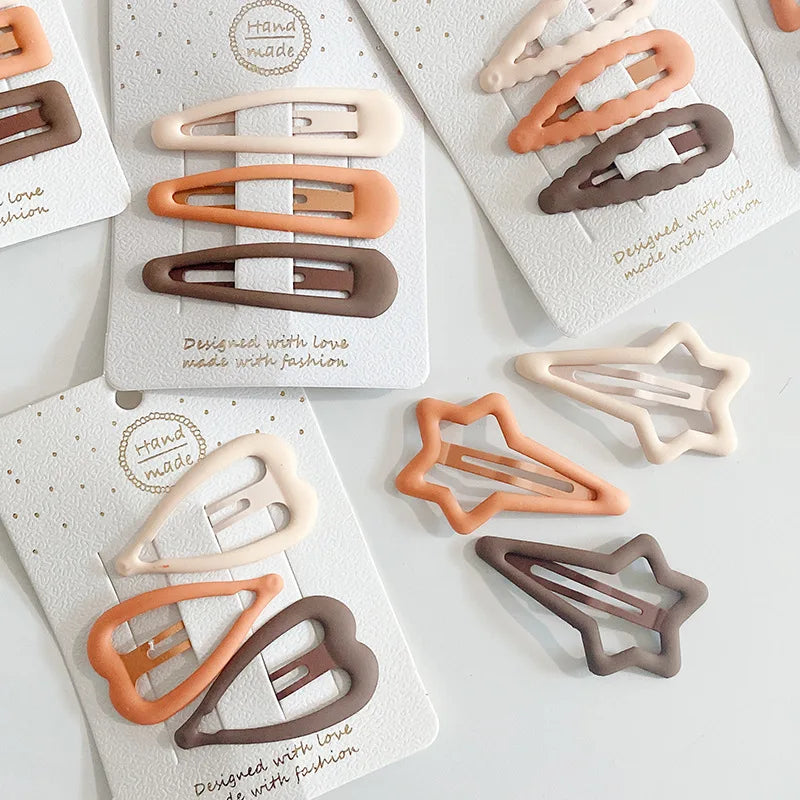 Frosted Snap Hair Clips for Kids – 3pcs Star Oval Shapes Kids Hair Clips PLUSH
