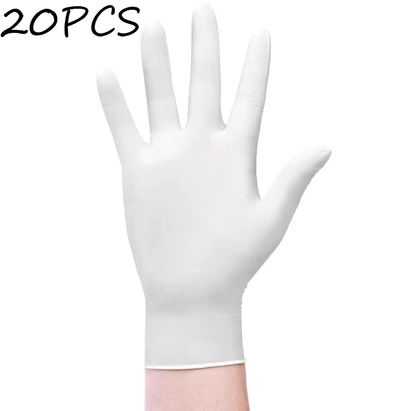 White Disposable Nitrile Gloves 100/50/20 Pcs | S–XL Disposable Nitrile Gloves PLUSH White-20PCS L