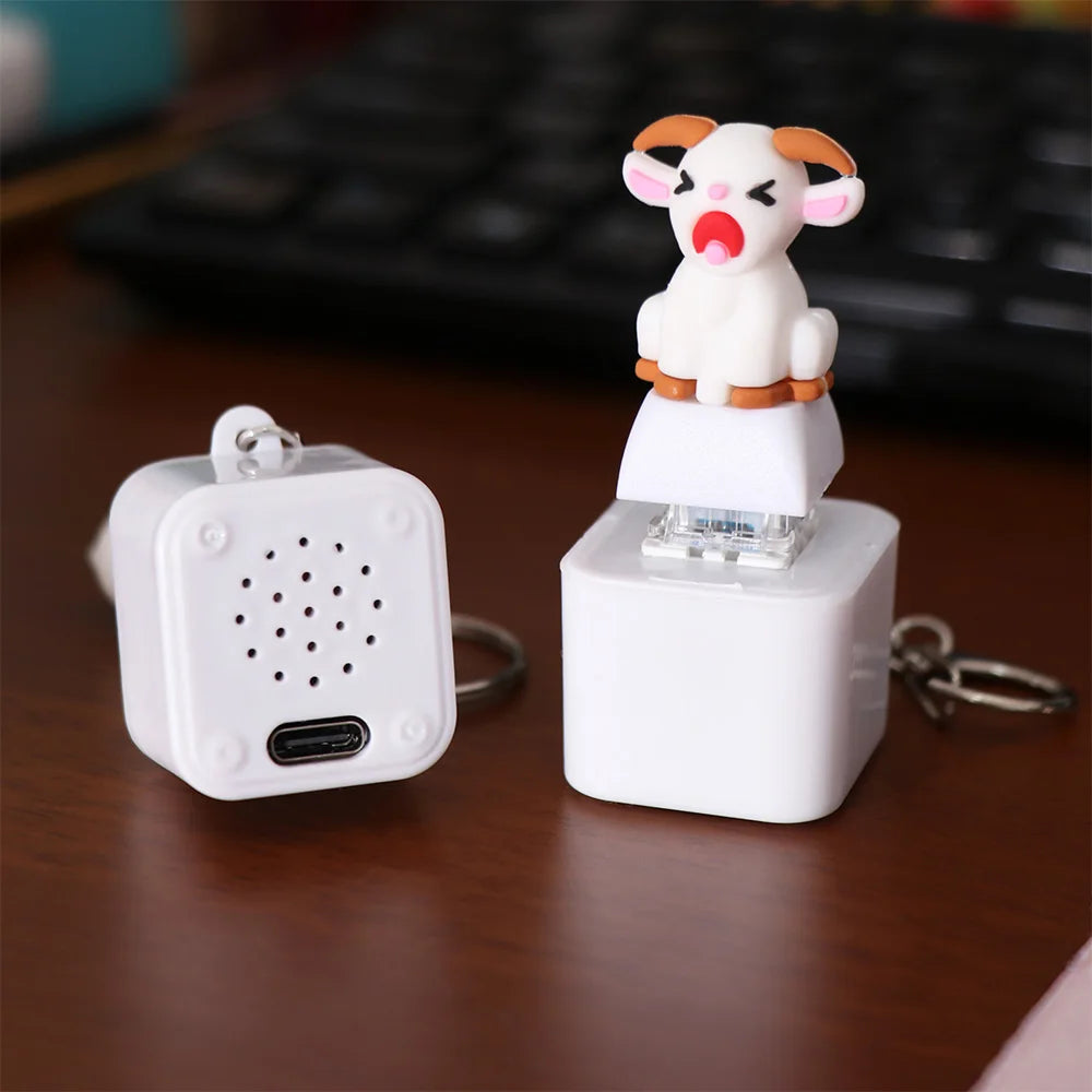 Screaming Goat Keychain LED Glow Sound Fidget Button Toy Novelty Fidget Keychain PLUSH
