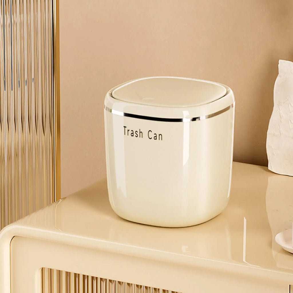 Mini Desk Trash Can with Lid – 2.6L Compact Desktop Bin Desktop Trash Can PLUSH