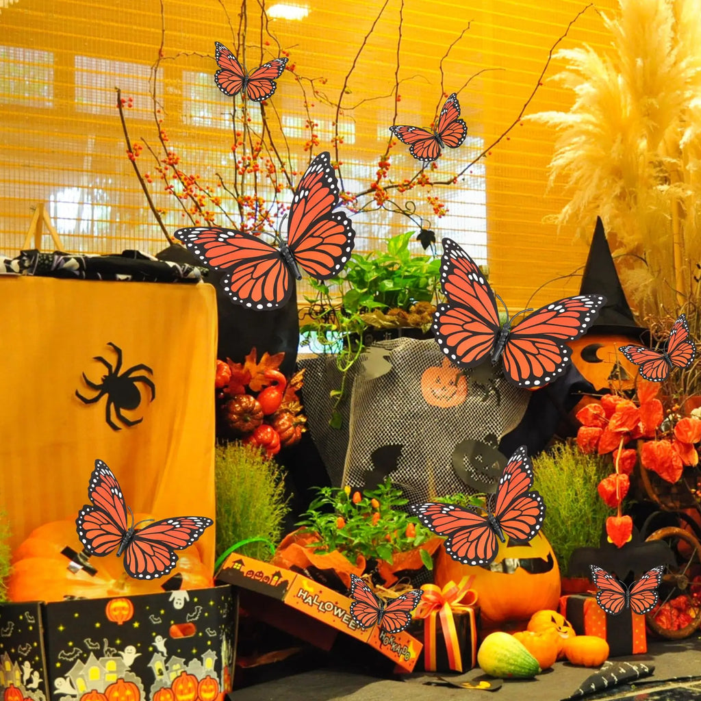3D Monarch Butterfly Wall Decor – Orange Artificial Butterflies Butterfly Wall Decor PLUSH