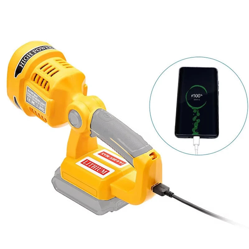 12W LED Work Light for DeWalt 18V 20V Battery | USB Flashlight LED Work Light PLUSH