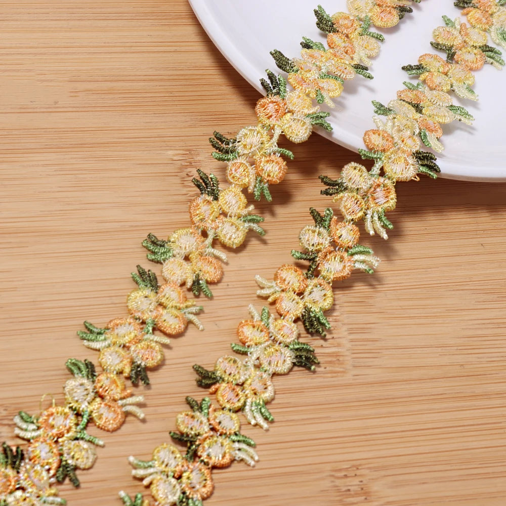 2 Yards Colorful Flower Lace Trim – DIY Ribbon & Jewelry Lace Trim Ribbon PLUSH yellow 2cm