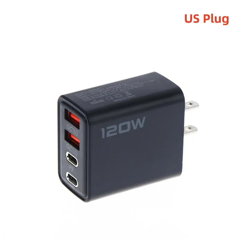 120W 4-Port USB-C Fast Charger Station | PD & QC 3.0 USB Charging Station PLUSH A3