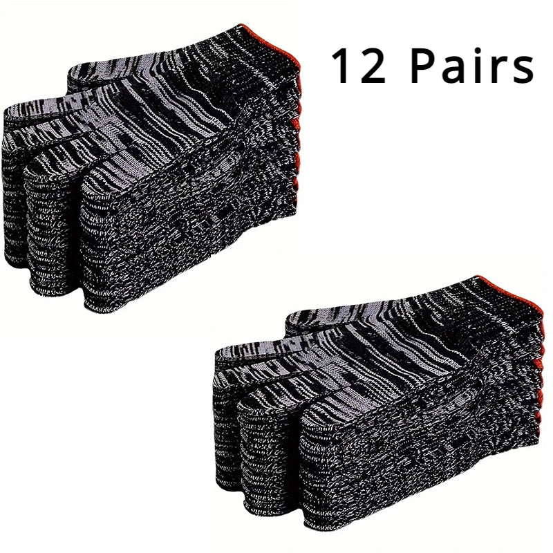 Non-Slip Knitted Cotton Work Gloves – 6/12 Pairs Work Gloves PLUSH 12 Pairs
