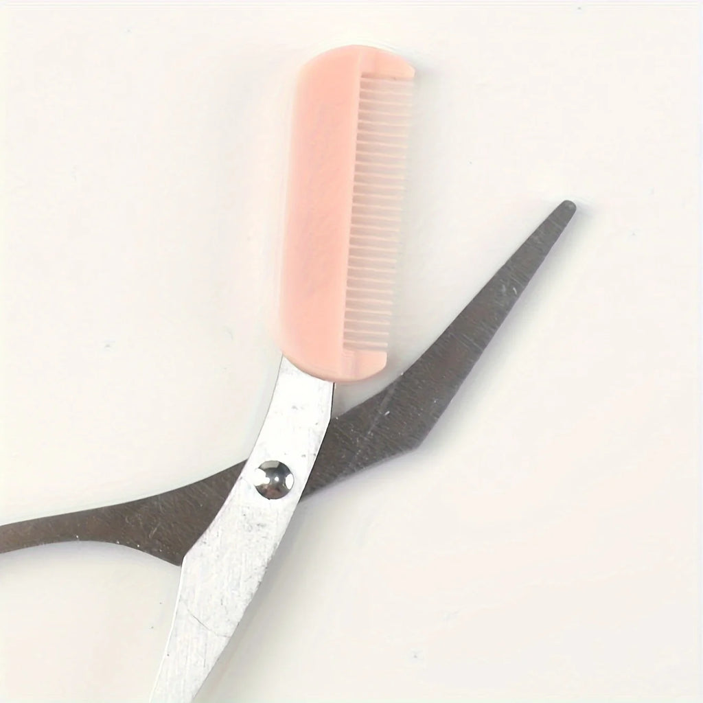 2pcs Stainless Steel Eyebrow Scissors with Built-In Comb Eyebrow Grooming Scissors PLUSH