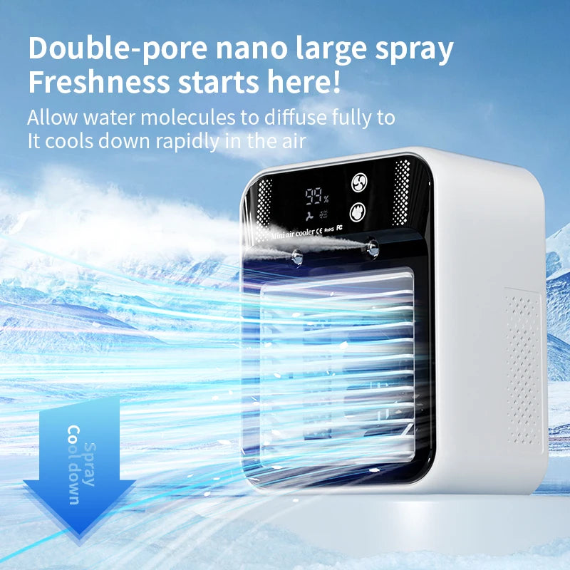 Portable Mini Air Cooler – Nano Mist LCD USB Rechargeable Portable Air Cooler PLUSH