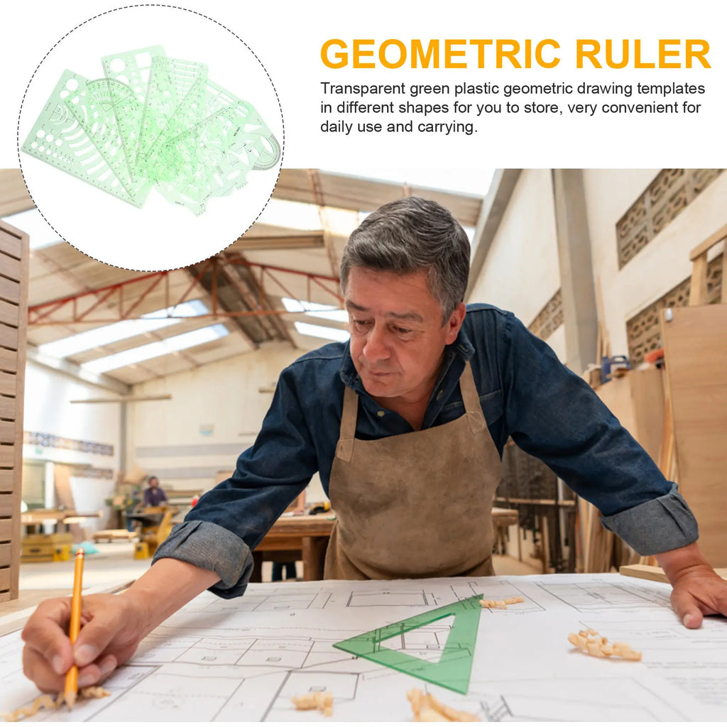 6pc Geometric Drafting Stencil Set – Plastic Metric Rulers Drafting Stencil Set PLUSH