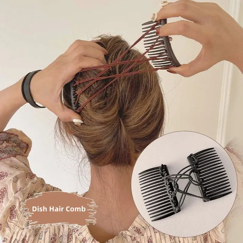 Vintage Disc Hair Clip – Korean Magic Comb & Elastic Rope Hair Clip PLUSH