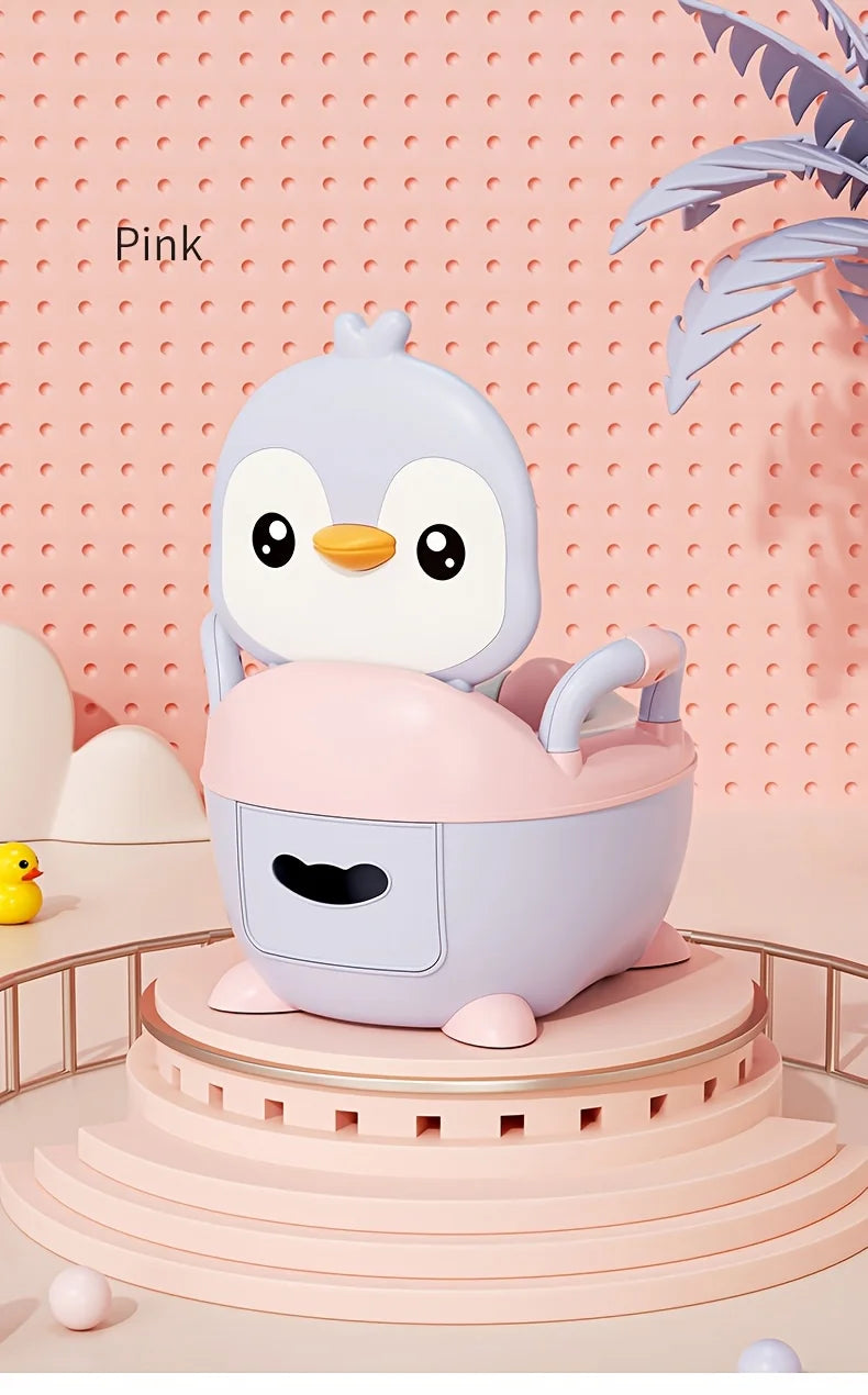 Penguin Kids Training Potty – Soft Cushioned Seat for Toddlers Toddler Training Potty PLUSH Pink Purple Penguin
