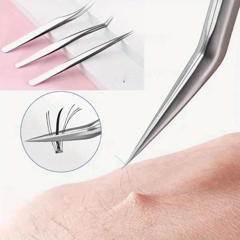Ouriner Stainless Steel Eyelash Grafting Tweezers – Golden Eyelash Tweezers PLUSH