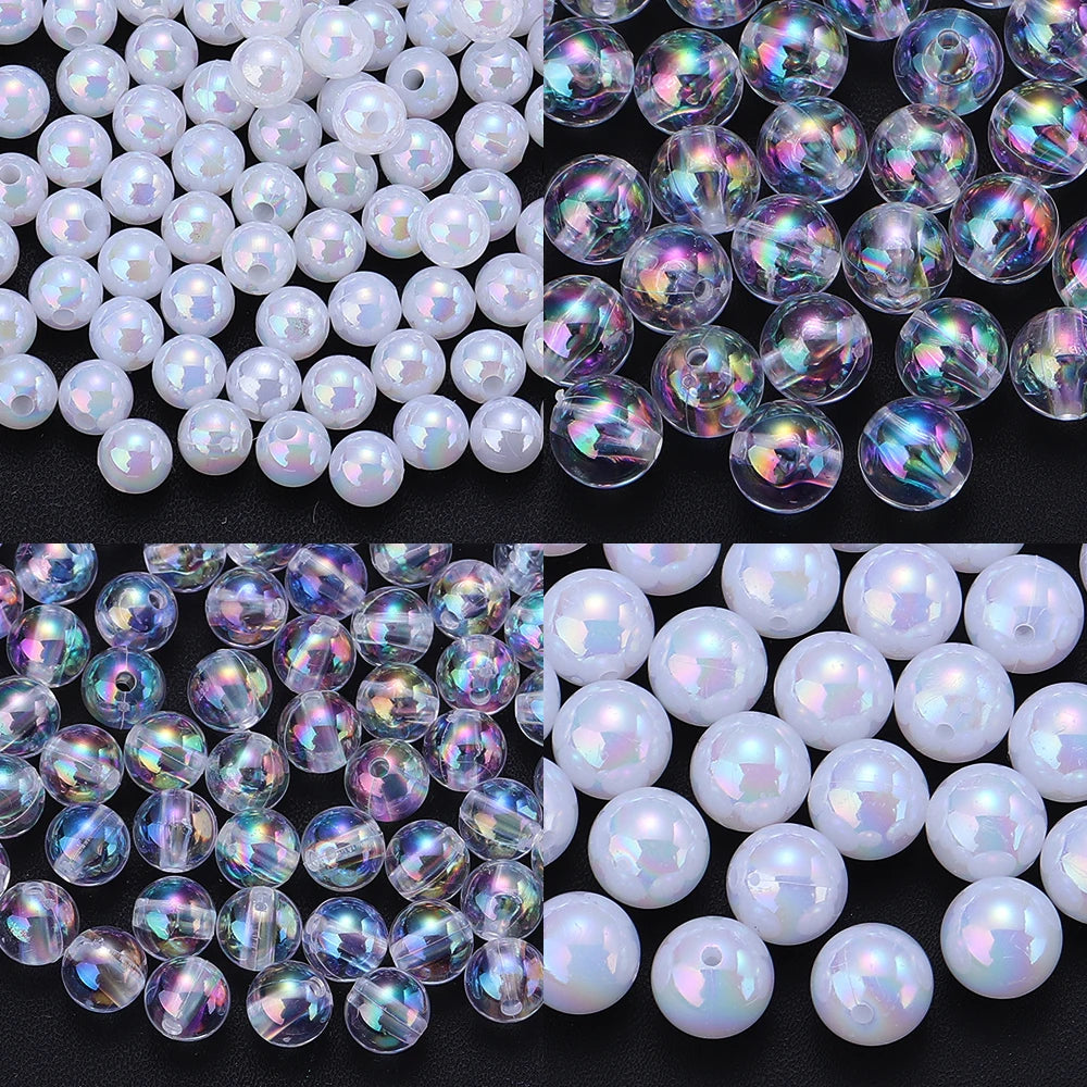 AB Color Round Acrylic Spacer Beads 6–12mm | DIY Jewelry Making Acrylic Spacer Beads PLUSH