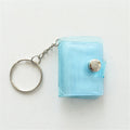 Mini Keychain Photo Album 16 Pockets 2 Inch Picture Holder Mini Photo Album PLUSH Blue-1inch