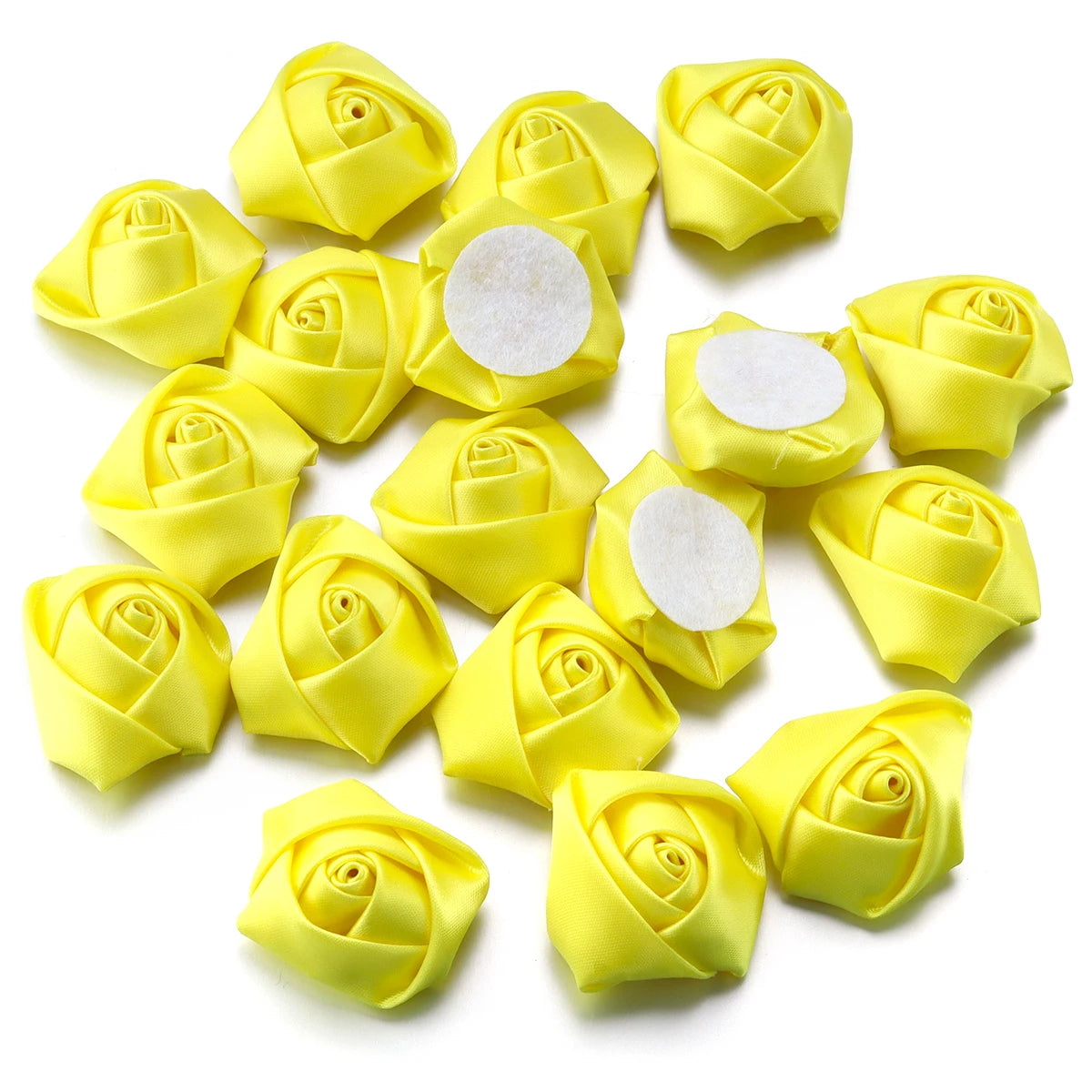 20pcs Mini Ribbon Rose Rosettes for DIY Hair Accessories & Crafts Hair Accessory Embellishments PLUSH Yellow 3.5-4cm