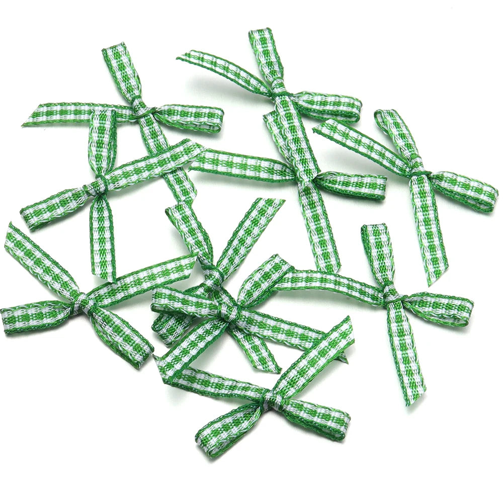 30pcs Plaid Handmade Bows – DIY Headwear & Gift Decoration Craft Bow Accessories PLUSH green