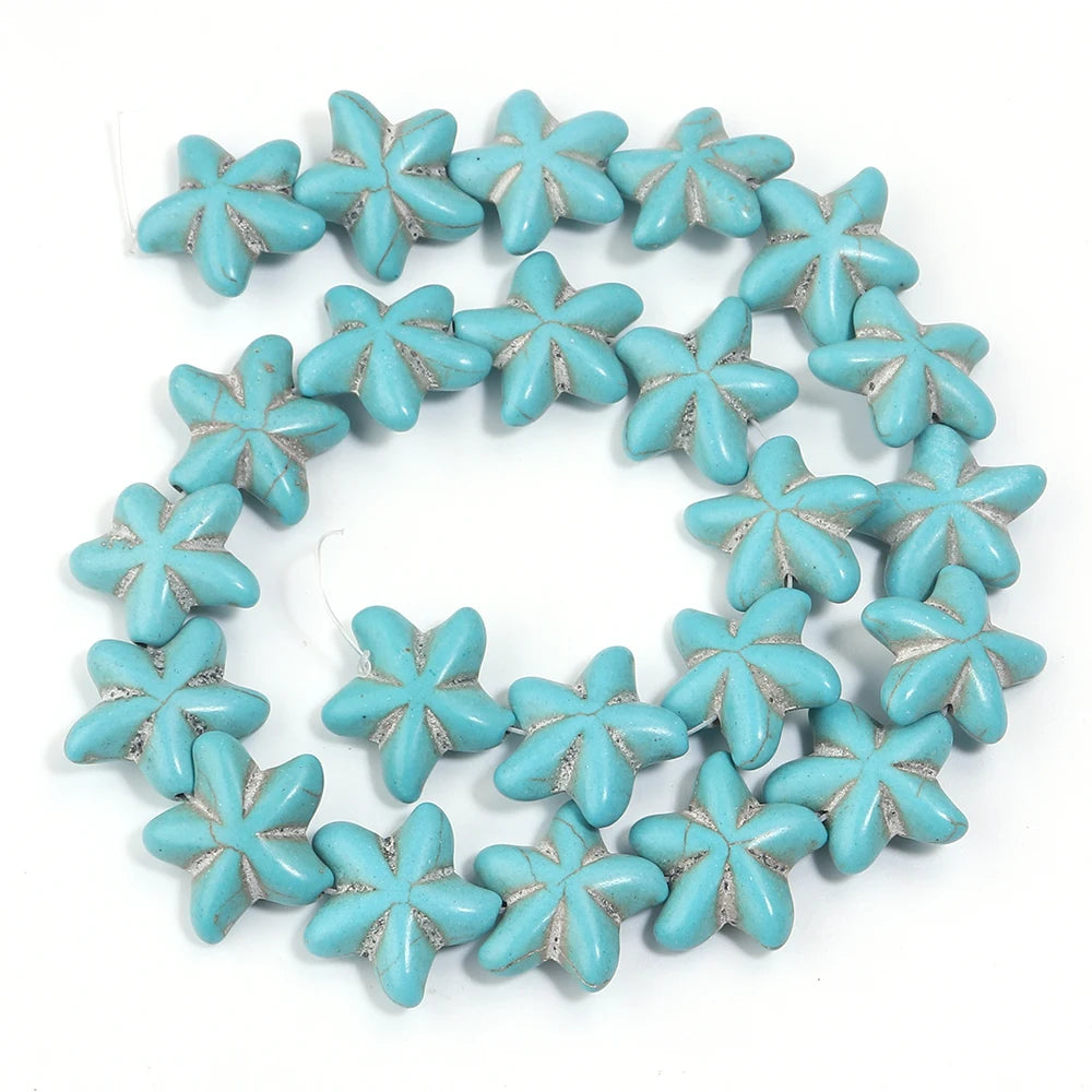 Starfish Turquoise Stone Beads 1 Strand – DIY Jewelry Making Stone Spacer Beads PLUSH Blue