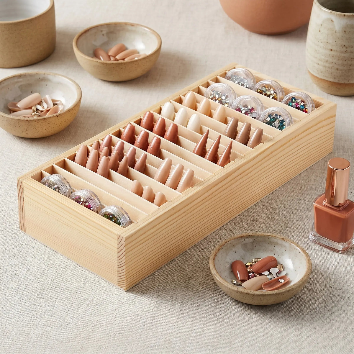 Wooden Desktop Cards Organizer Box – Detachable Compartments Desktop Organizer Box PLUSH Default Title