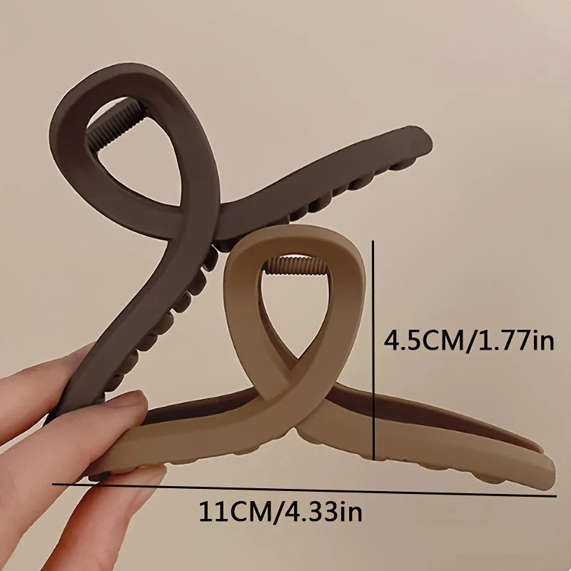3pcs Frosted Hair Claw Clips – Large Anti-Slip Cross Design Hair Claw Clips PLUSH