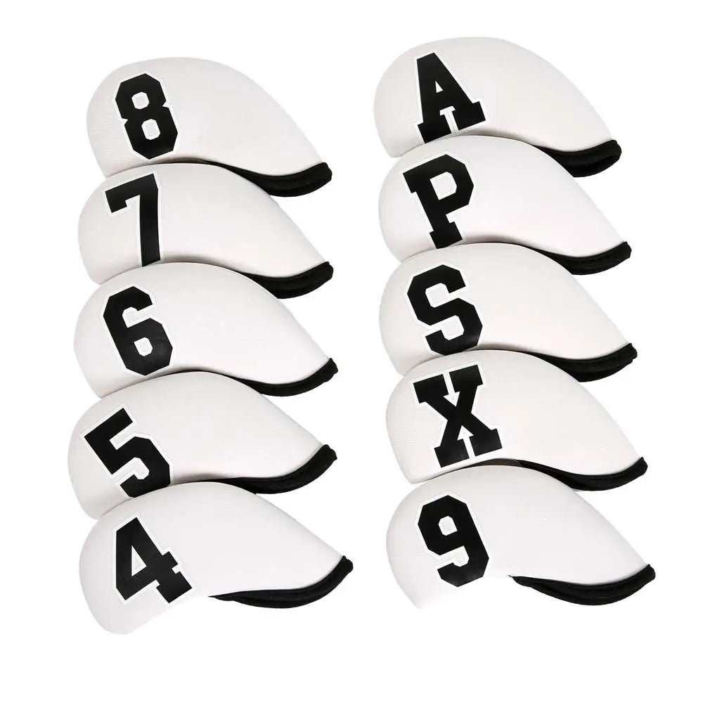 Golf Iron Head Covers Set – 10pcs Neoprene Wedge Protectors Golf Iron Covers PLUSH white