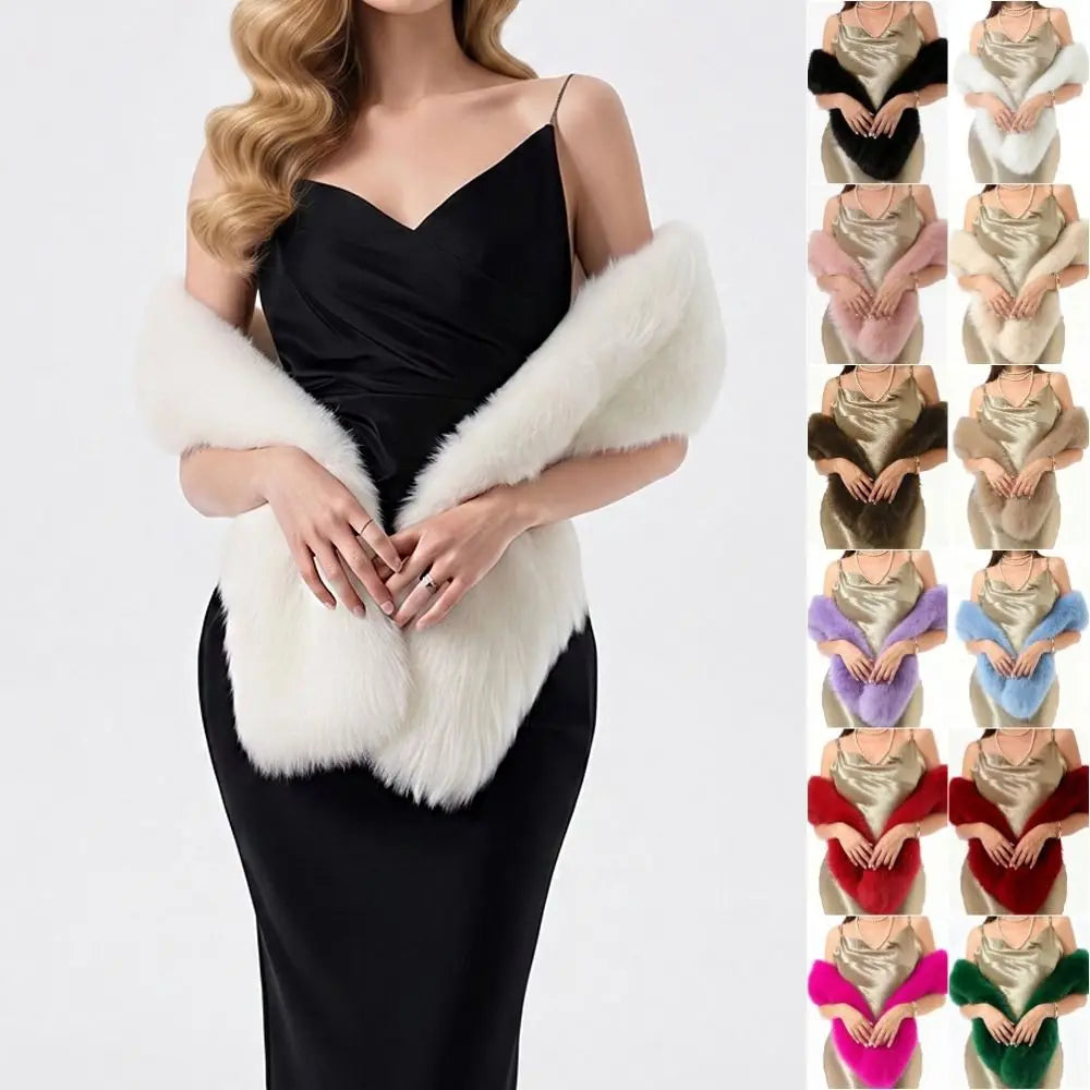 Women's Faux Fur Scarf – Long Plush Neck Wrap & Winter Shawl Faux Fur Scarf PLUSH