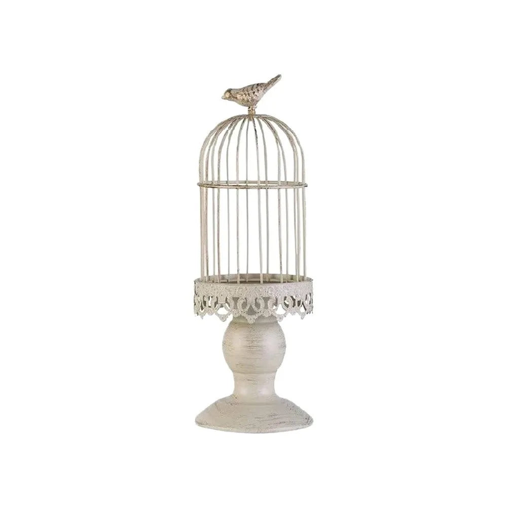 Vintage Iron Birdcage Candle Holder – Tabletop Décor Stand Iron Candle Holder PLUSH Small White