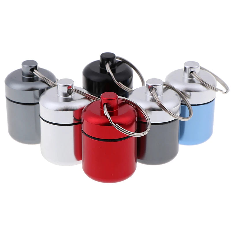 Waterproof Mini Pill Box Keychain – Aluminum Travel Case Pill Box Keychain PLUSH